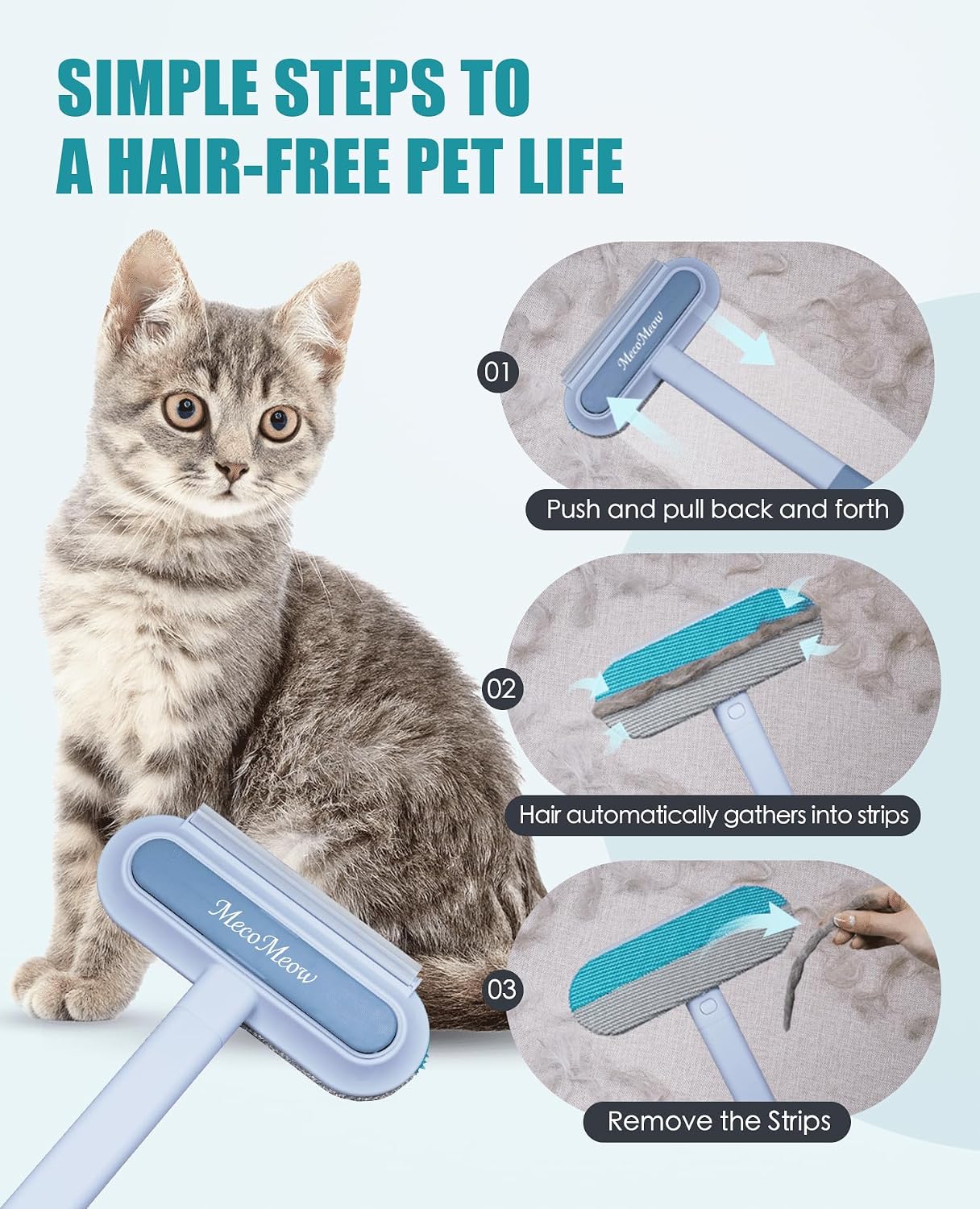 Pet Hair Removal Brush for Couch, Durable, Reusable, Washable Lint Cleaner for Dog and Cat Hair, Gentle on Furniture, Effective on Carpets, Clothing, Bedding image 4