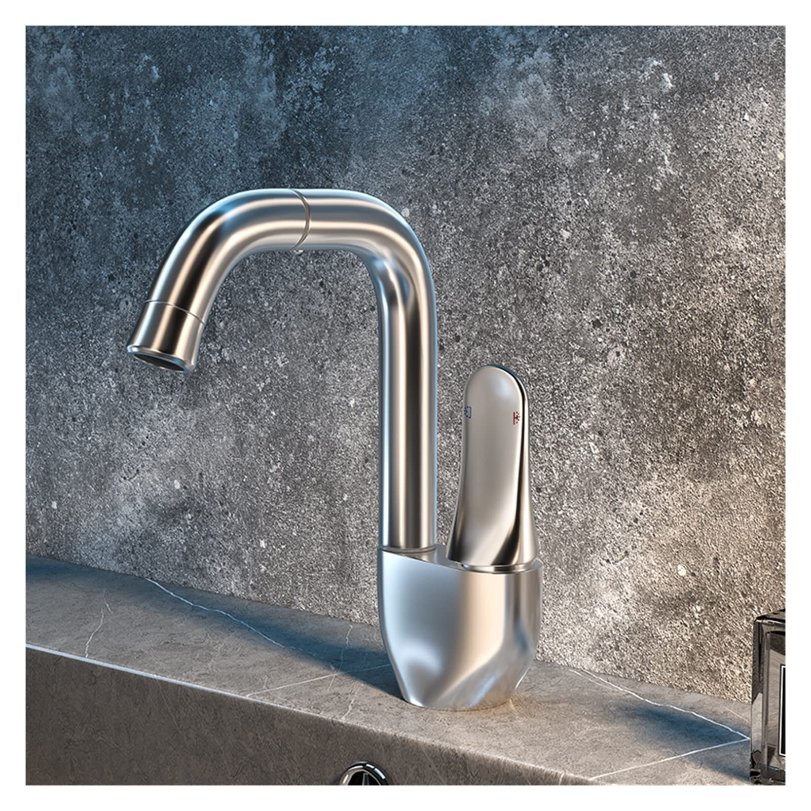 Mitigeur de lavabo en laiton argenté au design moderne chic pour salle de bain