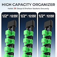 Vista 31 de Organizador de enchufes de 3 piezas, unidad de 3/8 pulgadas x 45 clips, soporte de enchufe de ABS resistente con tapas de extremo extraíbles, riel
