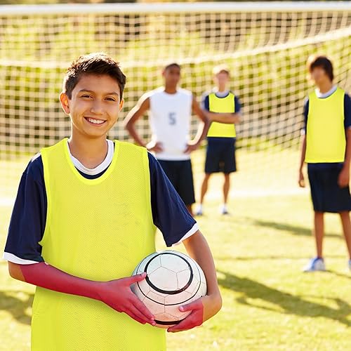 Miniatura 4 de Sintege 12 piezas de fútbol Pinnies de baloncesto Jersey de práctica en equipo Chalecos de malla de nailon Scrimmage para jóvenes niños deportes