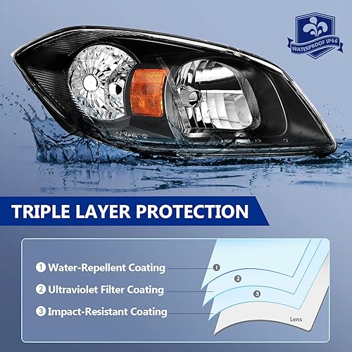 Miniatura 5 de ECCPP Conjunto de faros delanteros para Chevrolet Cobalt 2005-2010 para Pontiac G5 2007-2010 para Pontiac Pursuit 2005-2006 Faros laterales del