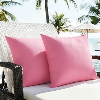 Lewondr wasserdichte Outdoor Kissenbezug, 2 Stück 45x45cm PU-Beschichtung Einfarbige Kissenbezüge UV-Schutz Garten Kissenbezug für Patio Sofa Couch Balkon, Rosa