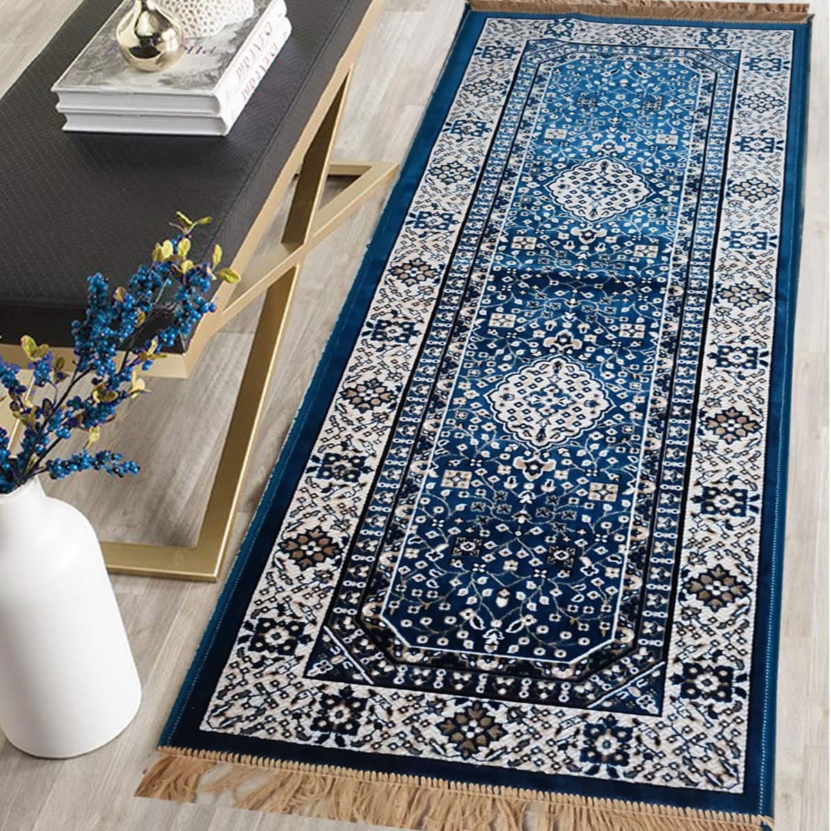ARF - AYYUB RUGS FLOORING Persian Bedside Runner Carpet for Bedroom/Living Room, Anti Skid Coating (Color SBlue 2 X 6 Feet) Pack of 1 (B0CWYQZ96Q) Amazon Price History, Amazon Price Tracker