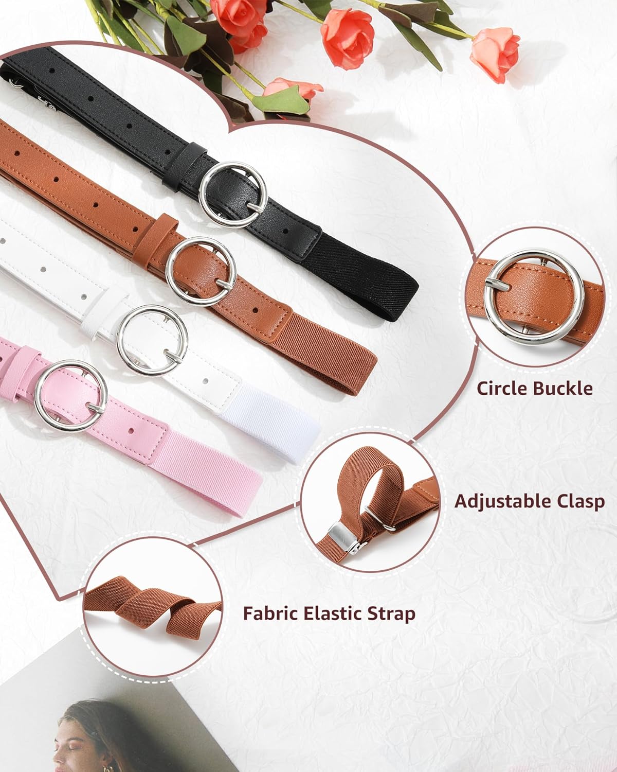 AWAYTR Kids Elastic Leather Belt - Stretch Belt for 3-16 Girls and Boys 16"-31.5" - Image 5