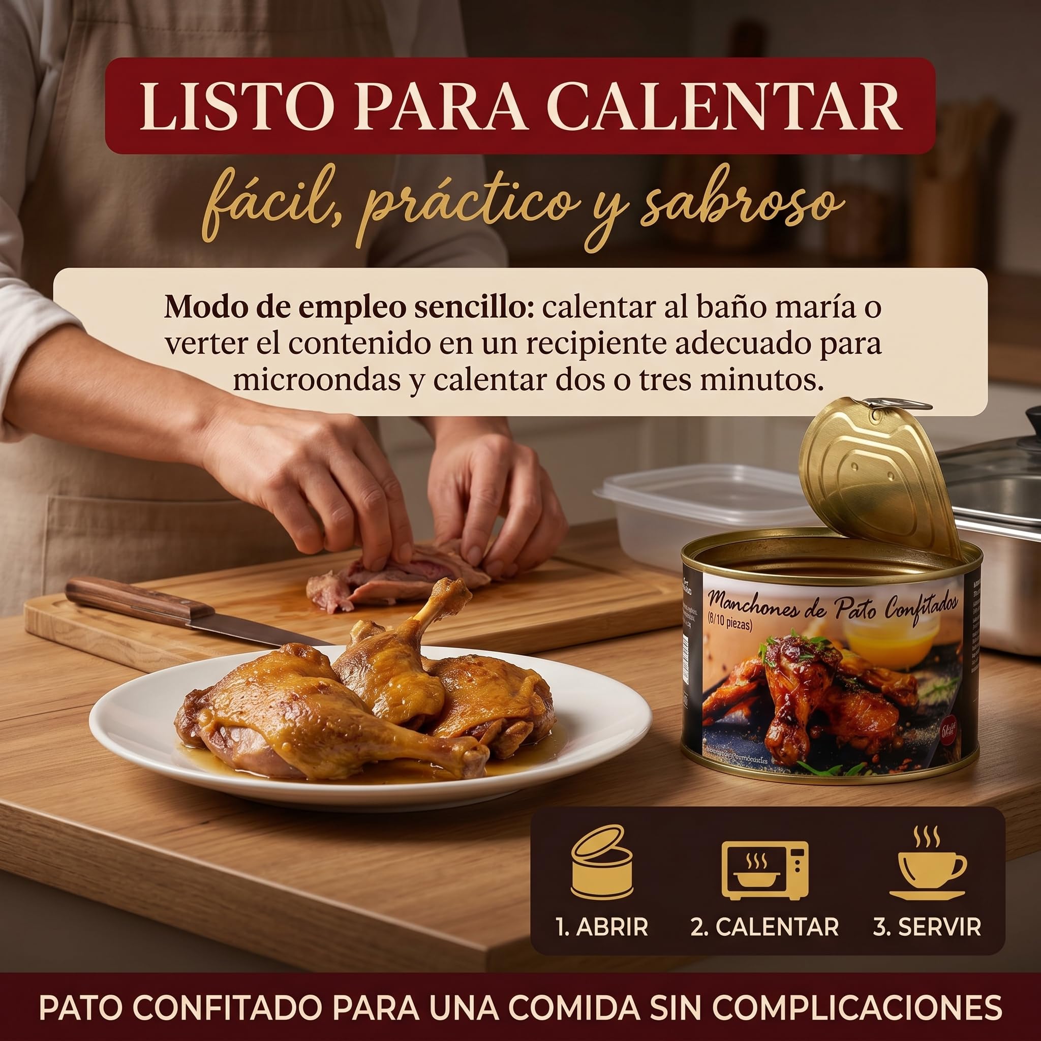POLGRI Confit de Pato Manchones Lata 1350 g 8/10 Unidades Conserva Gourmet