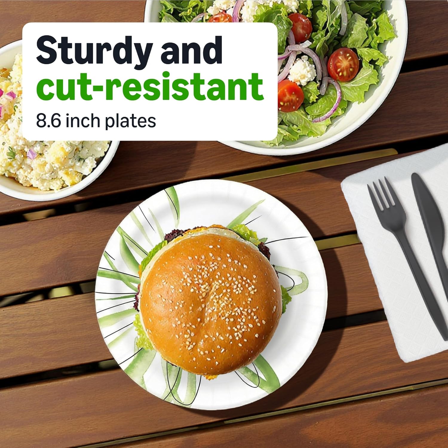 Amazon Basics Everyday Paper Plates, 8.62 Inch, Disposable, 600 Count, Packaging May Vary