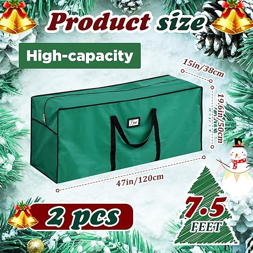 Miniatura 8 de Paterr Bolsa de almacenamiento para árbol de Navidad, 2 unidades, se adapta a árboles de hasta 7.5 pies, impermeable, resistente, 600d, material