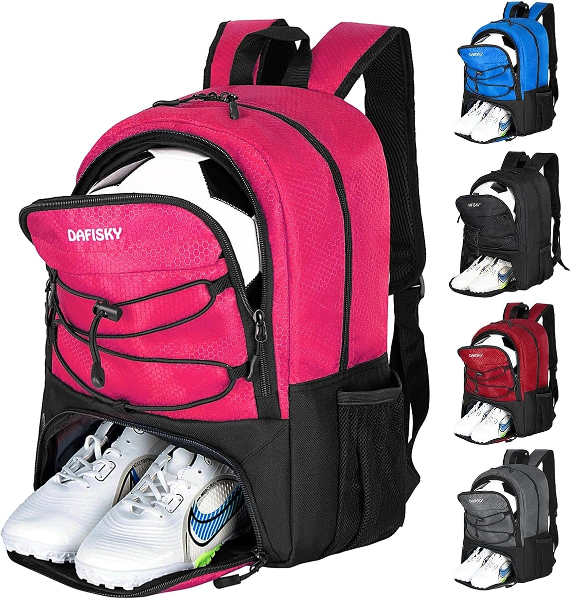 Soccer Backpack, Soccer Bags with Ball Holder & Shoes Compartment | Water Resistant Backpack for Basketball Volleyball Football, Lightweight, Multiple Colors