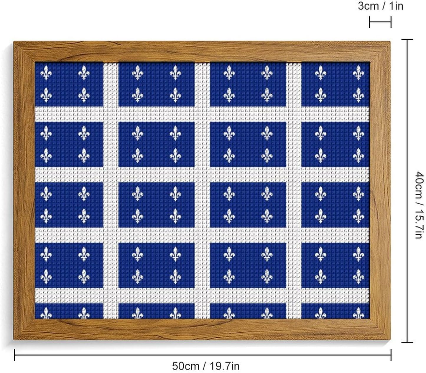 Flag of Quebec Province Canada Printed Diamond 5D Painting Kits DIY Full Drill Crafts for Home Wall Decor 16x20 Inch Yellow Wood 50 * 40cm