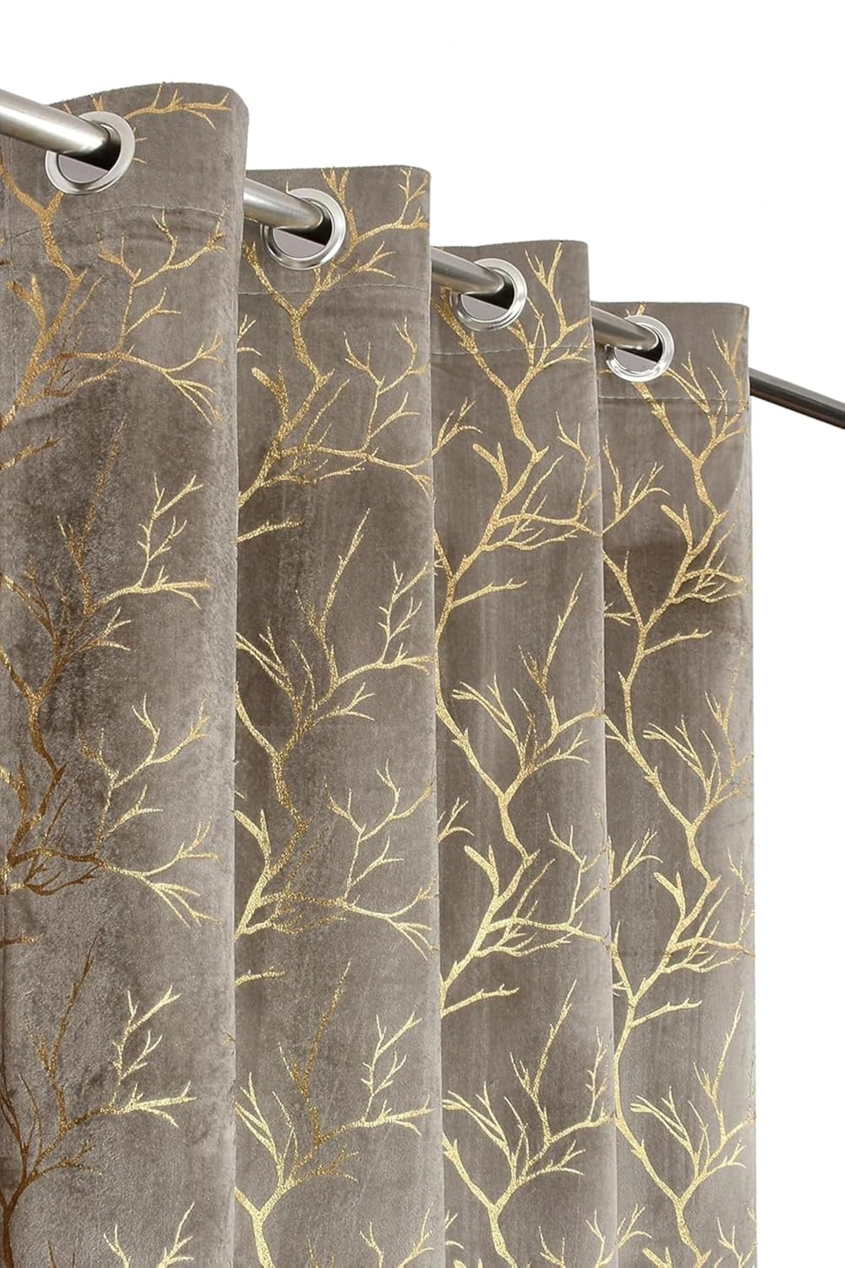 Blexos Velvet Curtains 7 Feet Long for Living Room – Door Curtain Set of 1 Pcs Panel, Velvet Blackout & Stylish Parda for Home Décor & Office Grey Colour