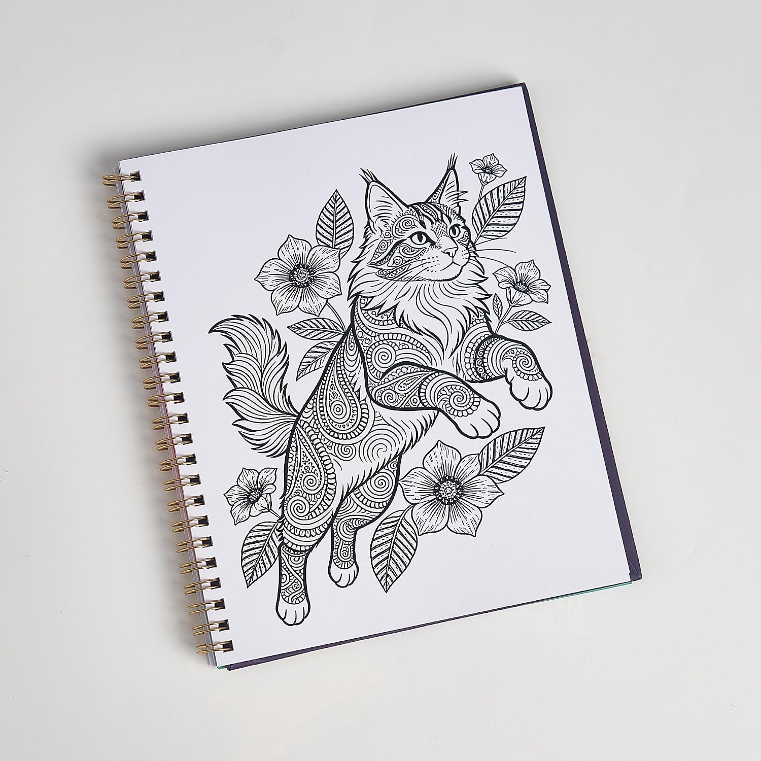 Cat Coloring Book for Adults, Mandala Cat Spiral Bound 30 Pages