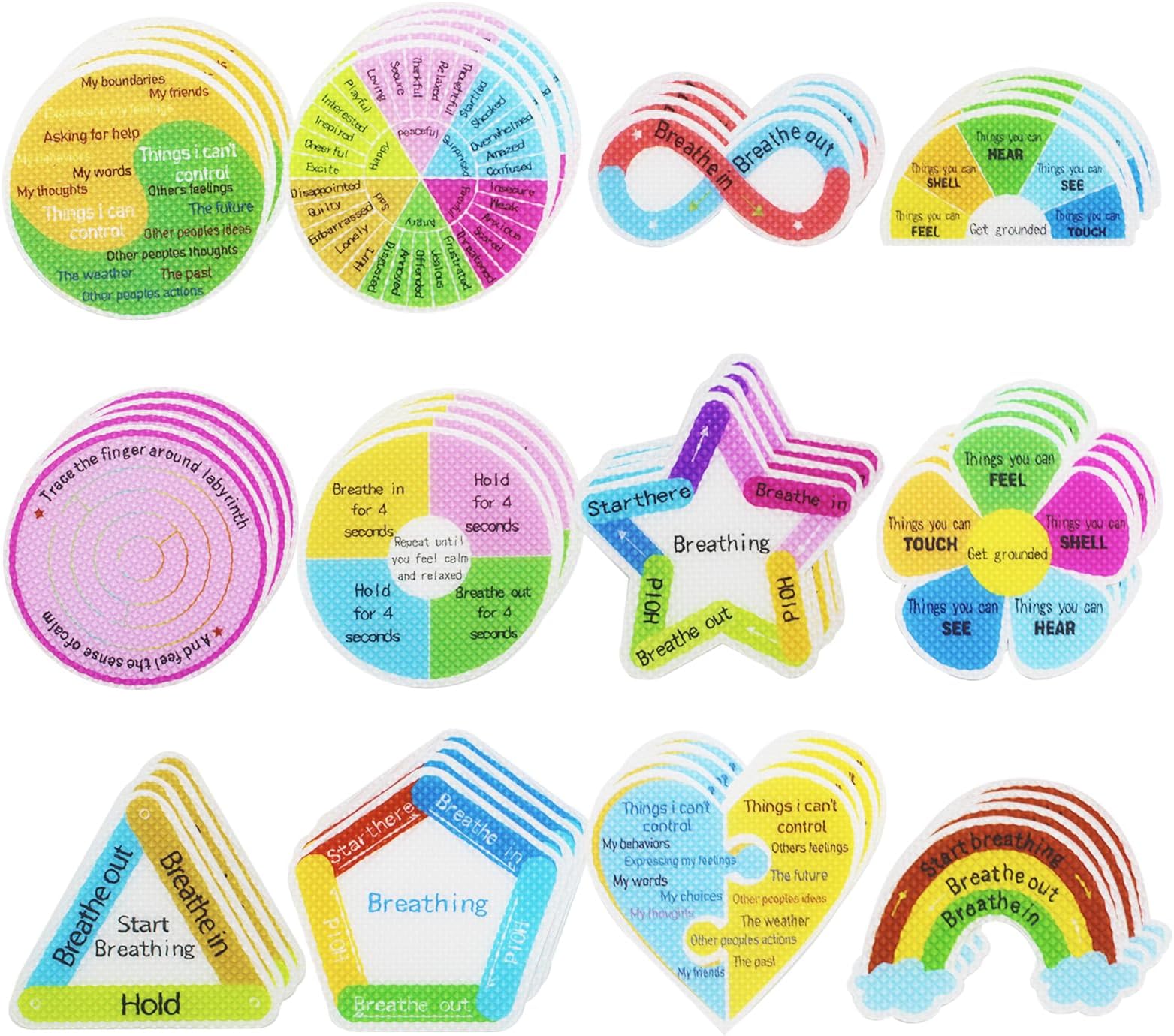 Amazon.com : 48 Pcs Rainbow Breath Calm Anxiety Sensory Stickers ...