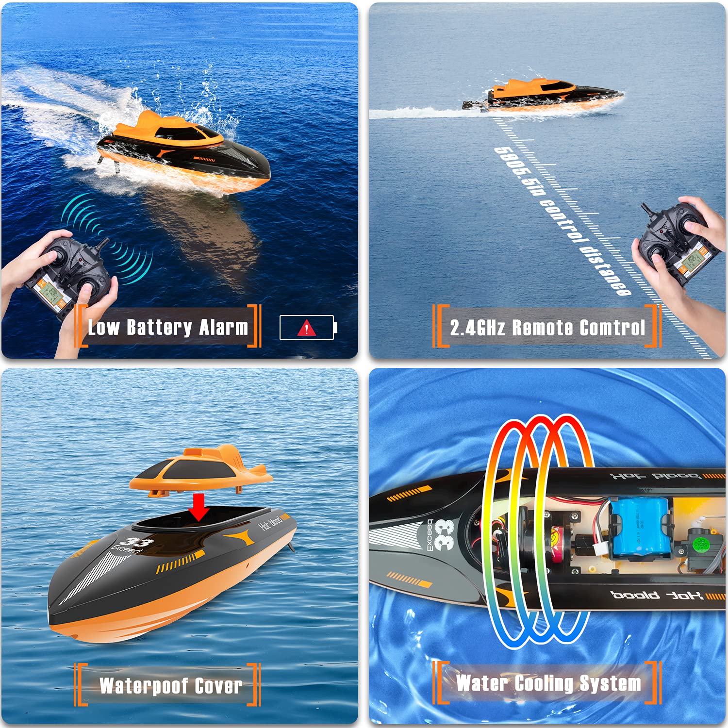 Buy H110 Remote Control Boat for Kids and Adults, 2.4Ghz 20+KM/H 4