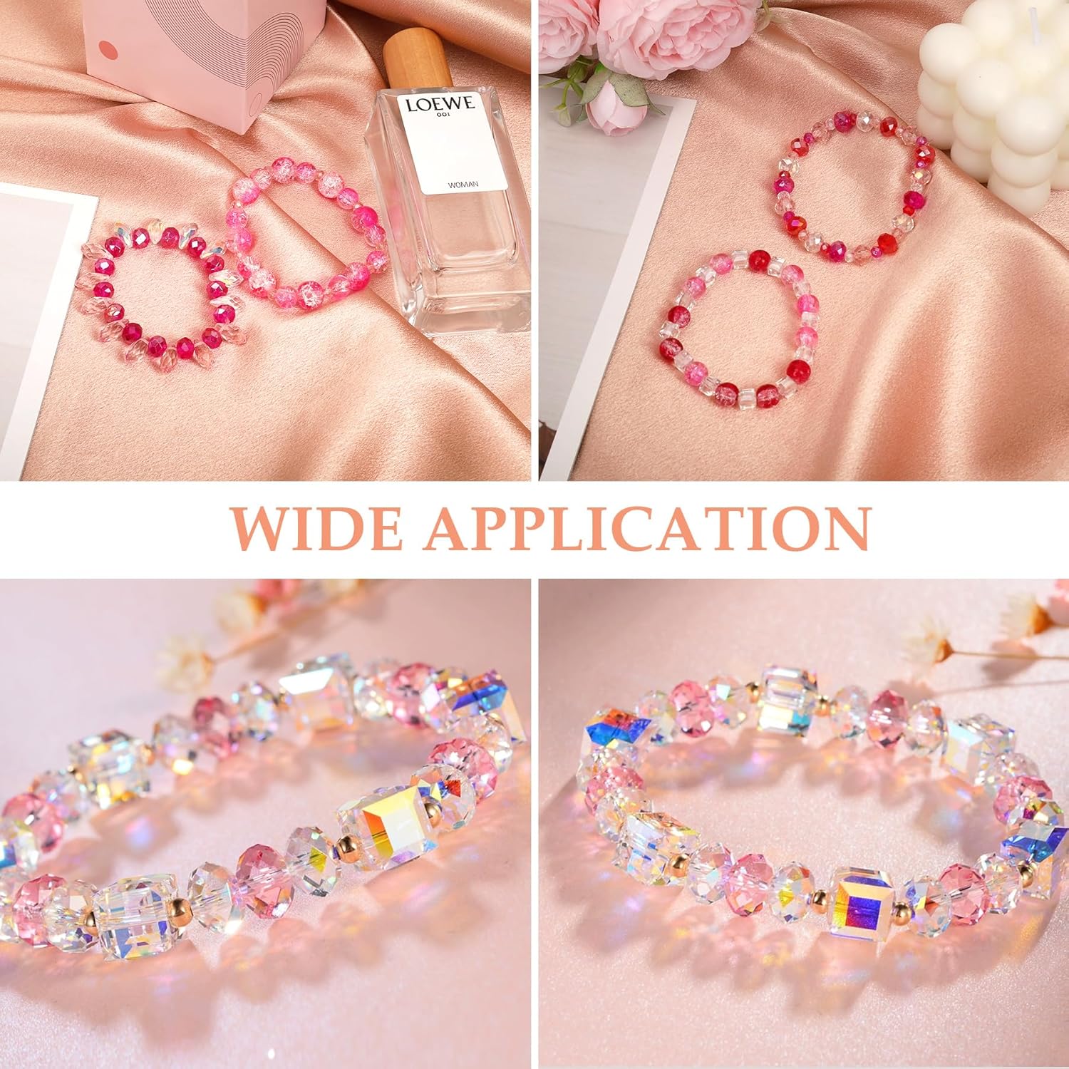 1000pcs Glass Beads for Jewelry Making Colorful Rainbow Craft Crystal Beads with Loose Beads Sparkly Beads for DIY Necklace Bracelet Earring(Red/Pink) - Image 4