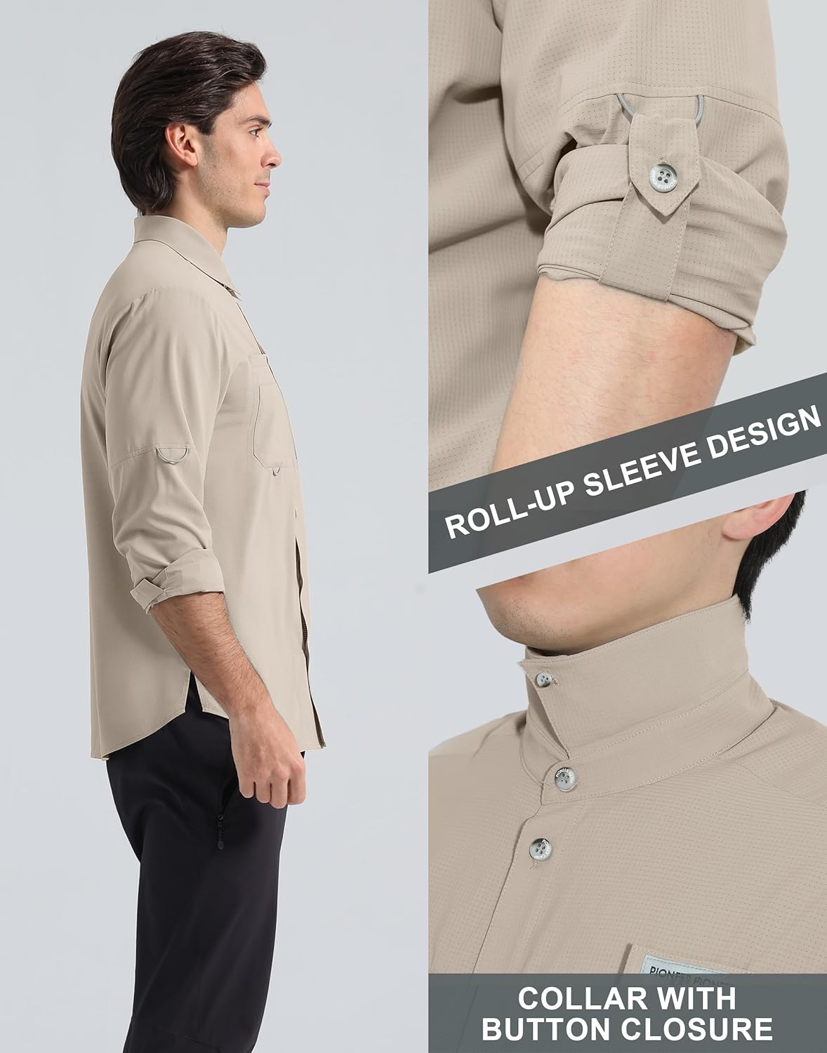 Pioneer Camp Men's Fishing Shirts Long Sleeve UPF50+ Sun Protection UV Button Down Shirts Quick Dry Cooling for Hiking Safari - Image 5