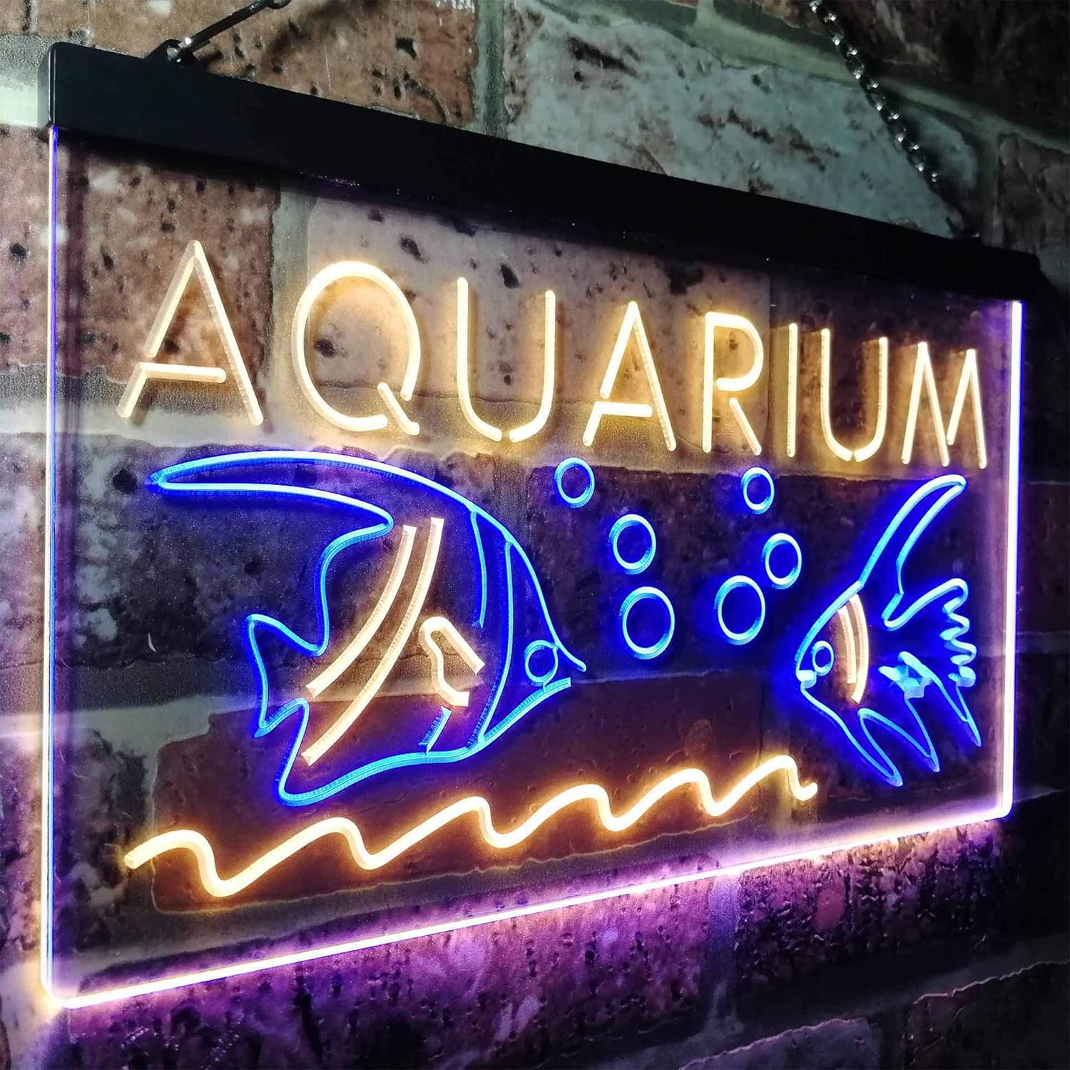 ADVPRO Aquarium Fish Dual Color LED Neon Sign Blue & Yellow 12" x 8.5" st6s32-i0465-by