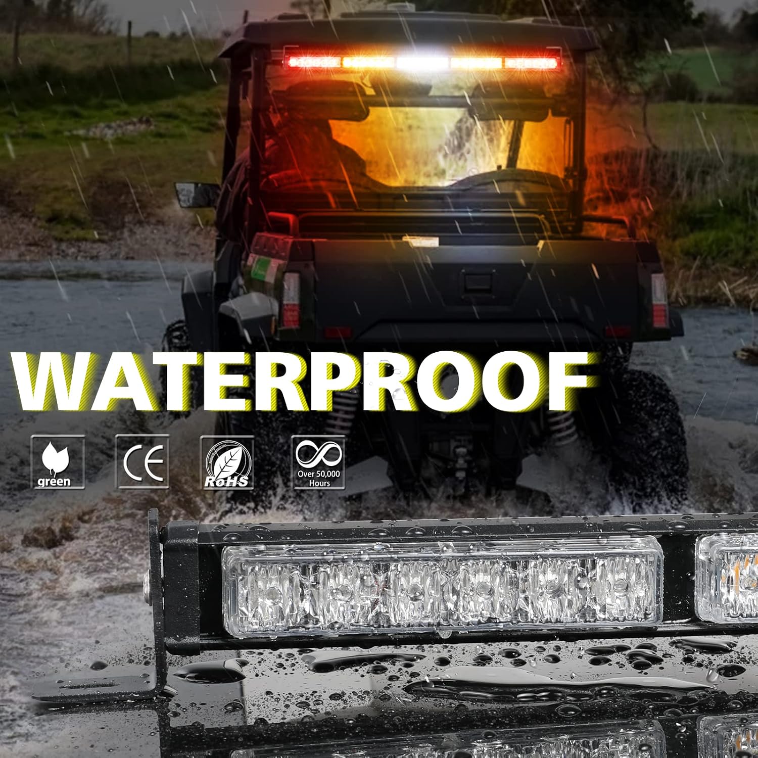 30" LED Chase Light Bar UTV Rear Chasing Light w/Turn Signal Brake Reverse Lights Offroad Roof Strobe Warning Light for UTV SXS Can-Am RZR Kawasaki Yamaha Honda Trucks