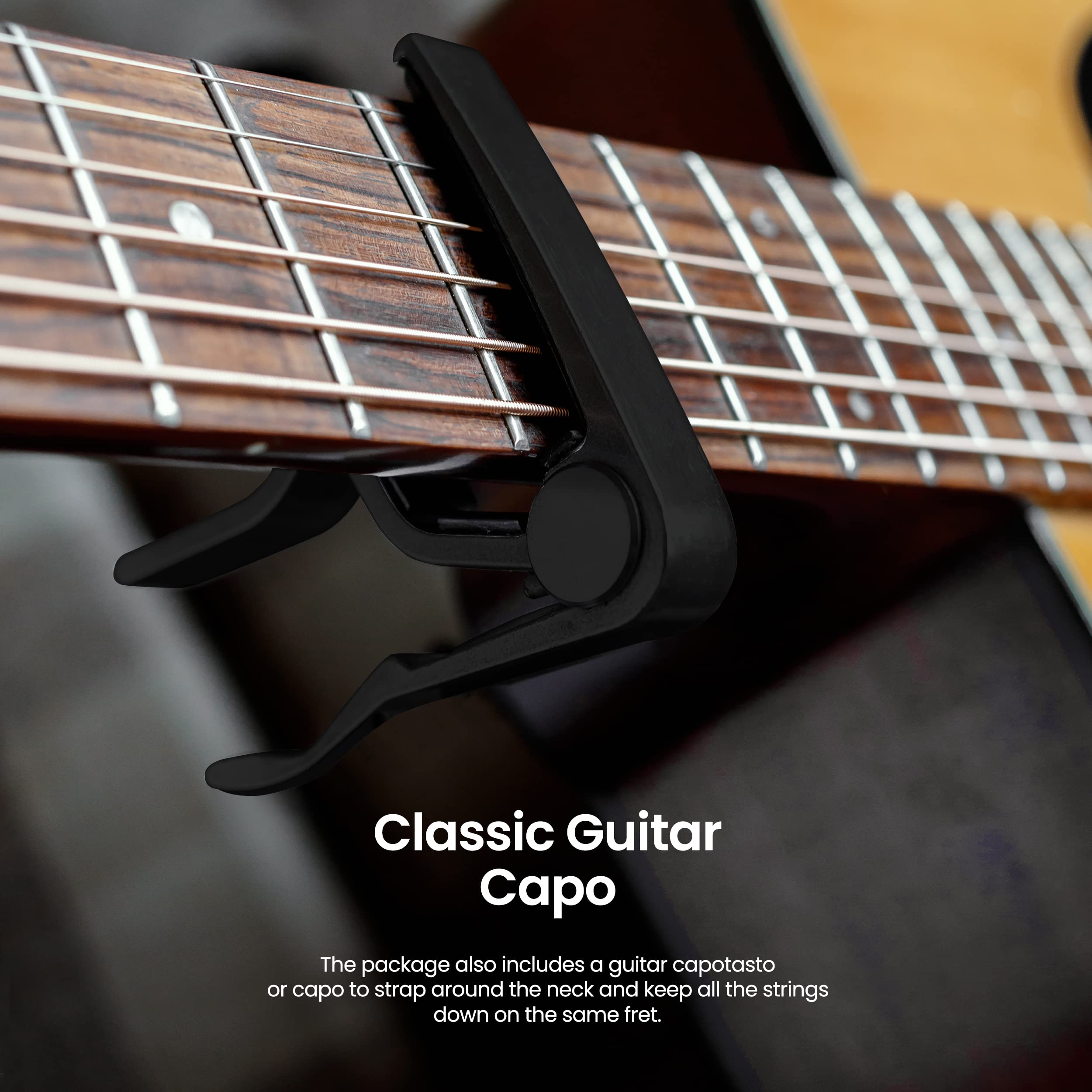 Kit di accessori per chitarra classica – corde in nylon, set completo di sostituzione, capotasto in plastica, metronomo, panno per la pulizia