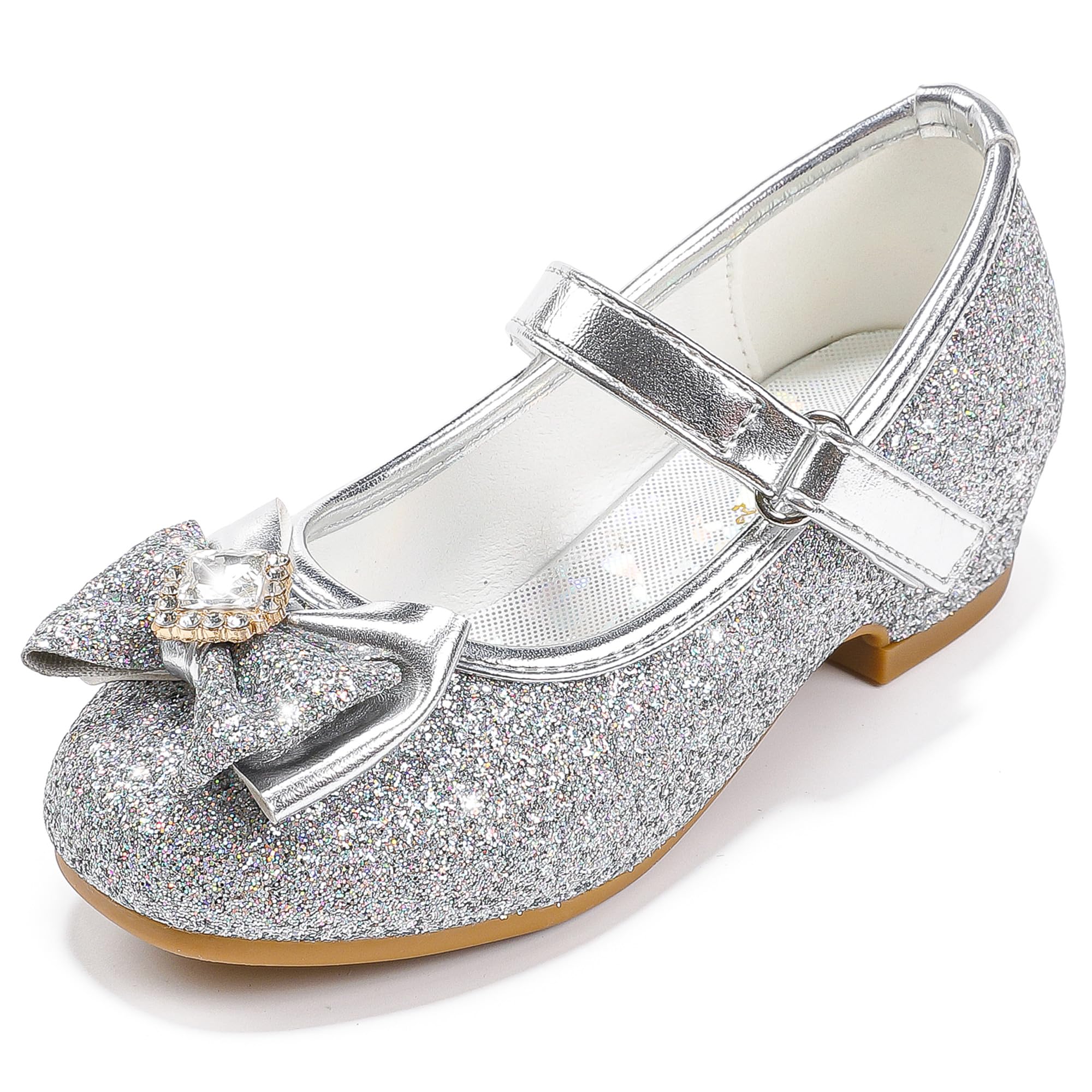 Furdeour Sparkly Girls Dress Shoes Princess Mary Jane Toddler to Big Kids
