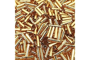 6mm Miyuki Bugle Beads, Electroplated Gold Lined Tube, Bugle Tube for Jewelry Making
