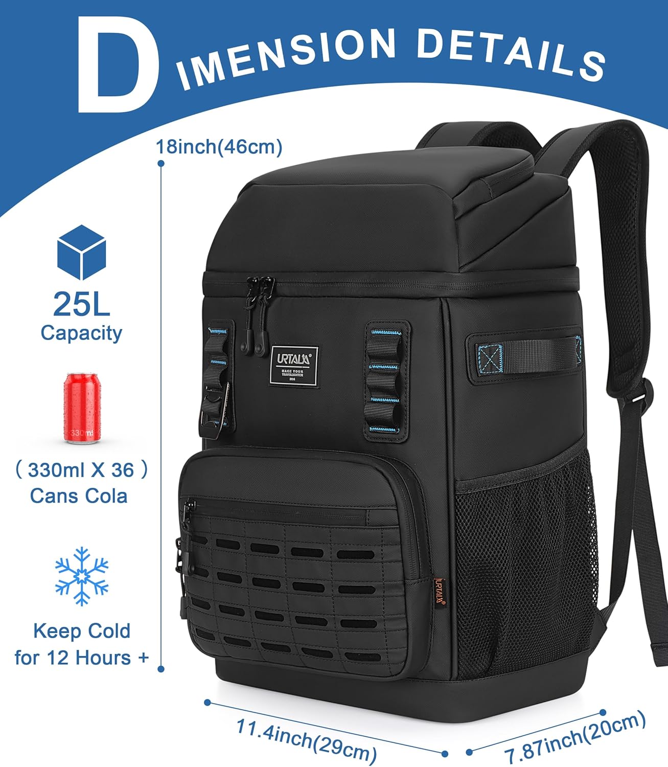 Cooler Backpack 2 Insulated Compartments Leak Proof Beach Coolers Back Pack Waterproof Cooler Bag for Hiking, BBQ Camping, Picnic, Fishing (25L, 36 Cans)