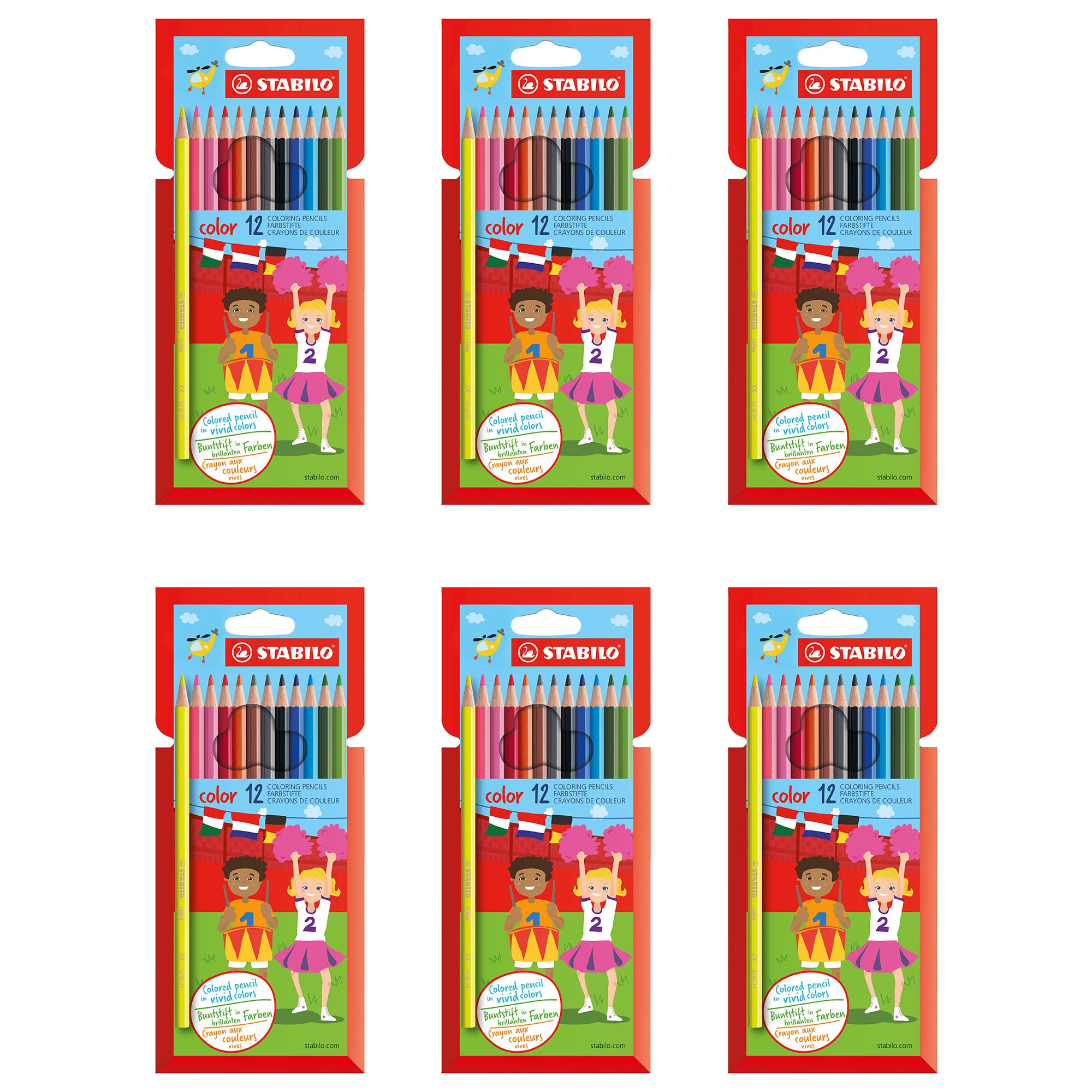 STABILO Colouring Pencil color - Wallet of 12 - x6 Wallets - Assorted Colours