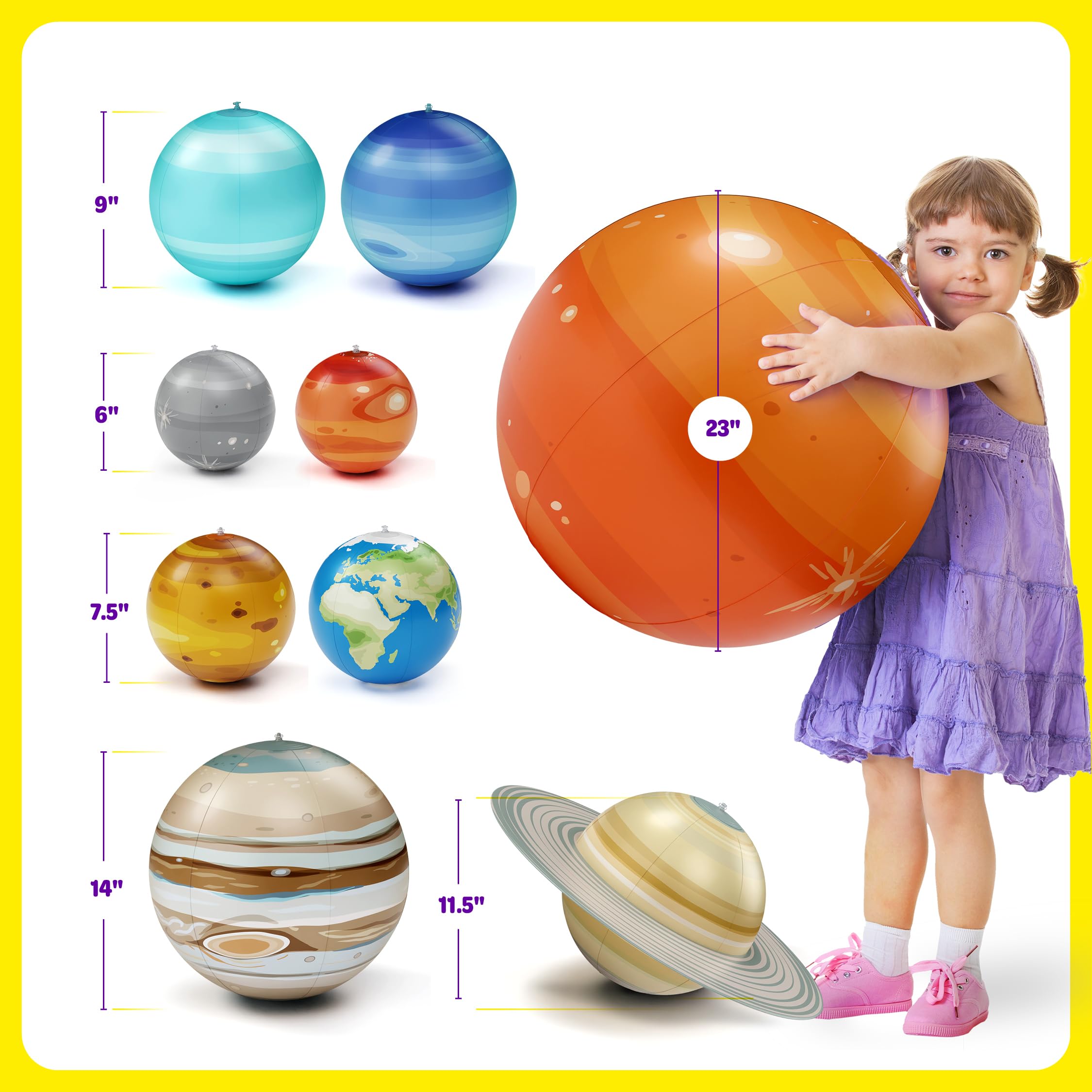 Inflatable Solar System Planets for Kids - Science Toys - Boys Room Decor Ceiling - Space Gifts - Outer Space Themed Party Decorations - Astronomy Gifts for Kids Ages 5-7, 6-8, 8-12 Years Classroom - Image 2