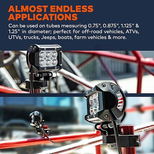 Miniatura 6 de Juego de montaje de abrazadera de barra vertical para luz LED todoterreno, 1 pulgada1.5 pulgadas1.75 pulgadas2 pulgadas 1 abrazadera Incluye llave