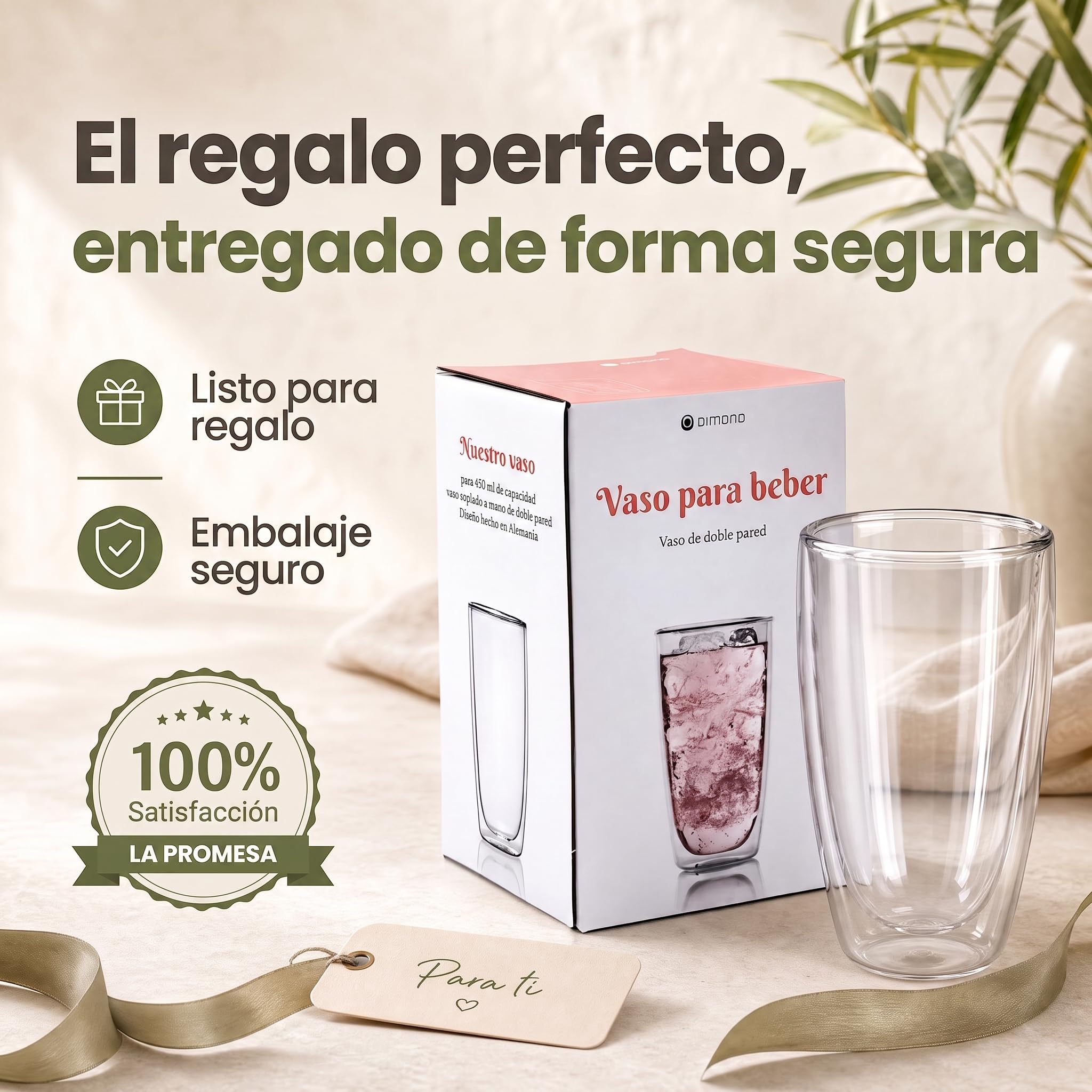 Dimono® Vaso de vidrio borosilicato de doble pared Vaso de agua Latte Macchiato Vaso largo para bebidas y cócteles (12 piezas vaso largo)