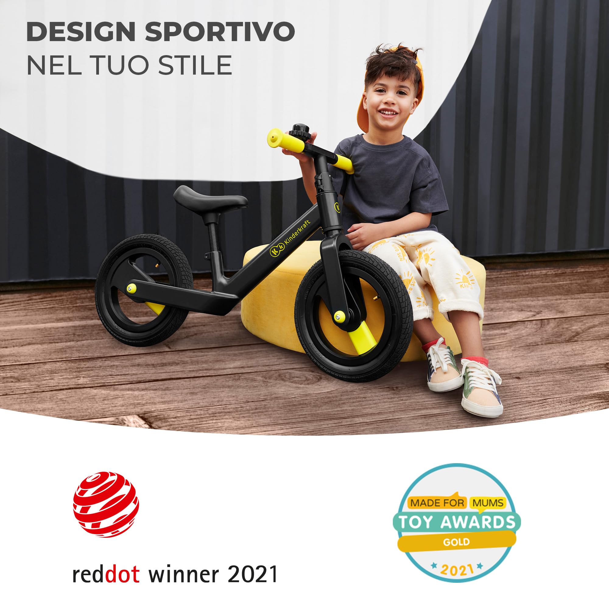 Kinderkraft GOSWIFT Bicicletta Bambini 3-5 anni 12 Pollici, Ultraleggero, Bici senza Pedali, Sella Regolabile