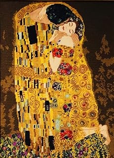 Boho Town Stamped Cross Stitch Kits Full Range of Embroidery Needlework Starter Kits for Adults DIY Kit - The Kiss by Gustav Klimt (16 X 20 inches or 40 x 50 cm Cross-Stitch Patterns) Holiday Gift