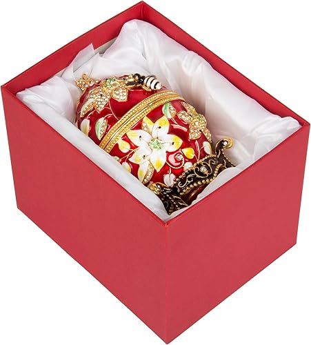 Miniatura 6 de QIFU Huevo de Pascua Extra grande de 7 pulgadas, pintado a mano, esmaltado decorativo con bisagras, joyero, regalo único para decoración y colección