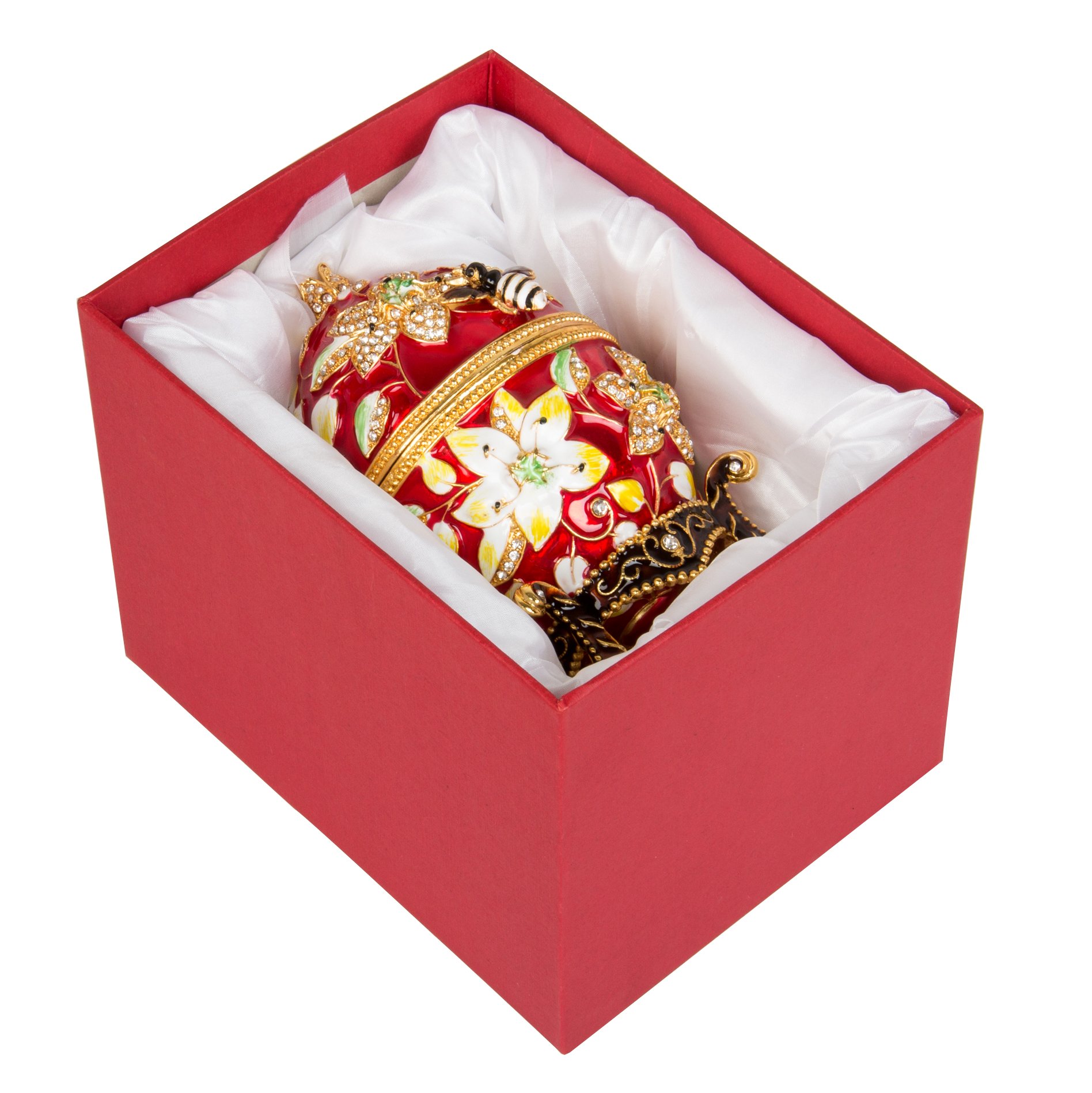 QIFU Huevo de Faberge: extra grande, 18 cm, pintado a mano esmaltado, joyero decorativo, caja de regalo único para decoración del hogar y coleccionar.