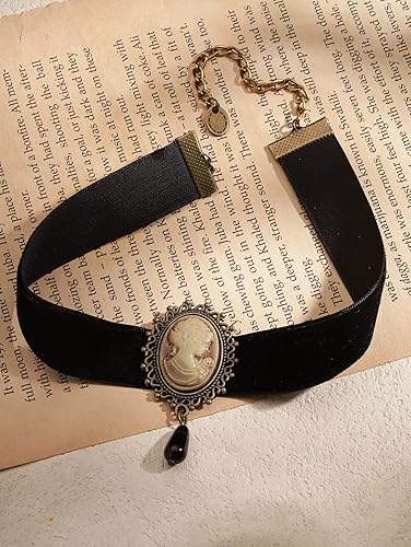 Miniatura 5 de Sacina Gargantilla victoriana de camafeo negro gótico, gargantilla negra, collar gótico vintage, joyería gótica, regalo de joyería de Navidad para