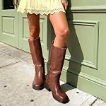 DREAM PAIRS Women Knee High Wide Calf Boots | square toe, low chunky heel 1.8-inch, side zipper, cushioned sole, riding, moto, banana, daily, fall, winter, all-season