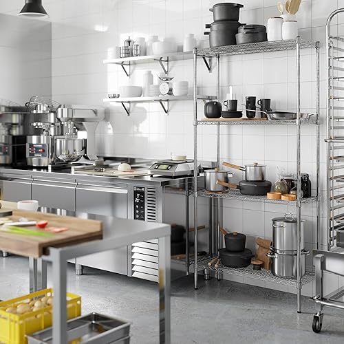 Miniatura 8 de Kit de estantería de alambre cromado de 4 niveles de 18 pulgadas de profundidad x 36 pulgadas de ancho x 86 pulgadas de alto  Unidad de estante de