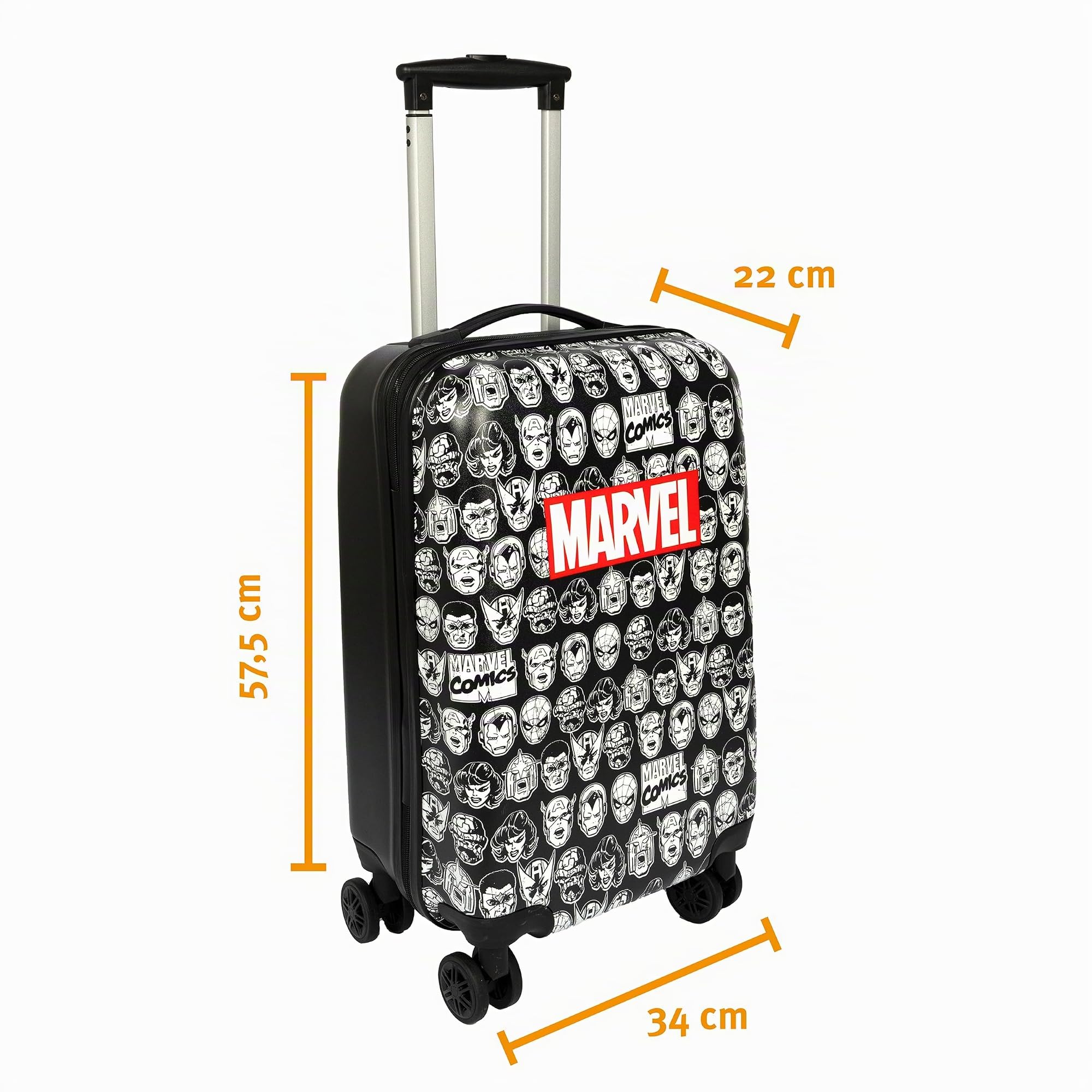 Undercover - Trolley con motivo - Trolley con 4 ruote doppie - Chiusura TSA - 1 scomparto con cinghie di tensione - 1 scomparto con cerniera