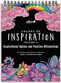 ColorIt Colors of Inspiration, Volume II - Inspirational Quotes and Positive Affirmations Adult Coloring Book, 50 Original Designs, Spiral Binding, Lay Flat Hardback Book Cover, Ink Blotter