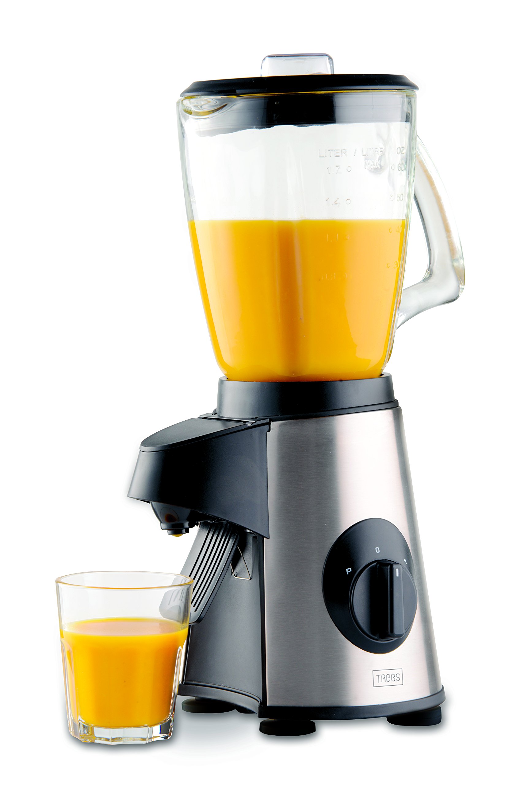 Trebs 815010 frullatore in acciaio inossidabile 1,7 l, 500 w, con beccuccio versante e miscelatore per baguette, ingredienti hinzugabe singolo by lid