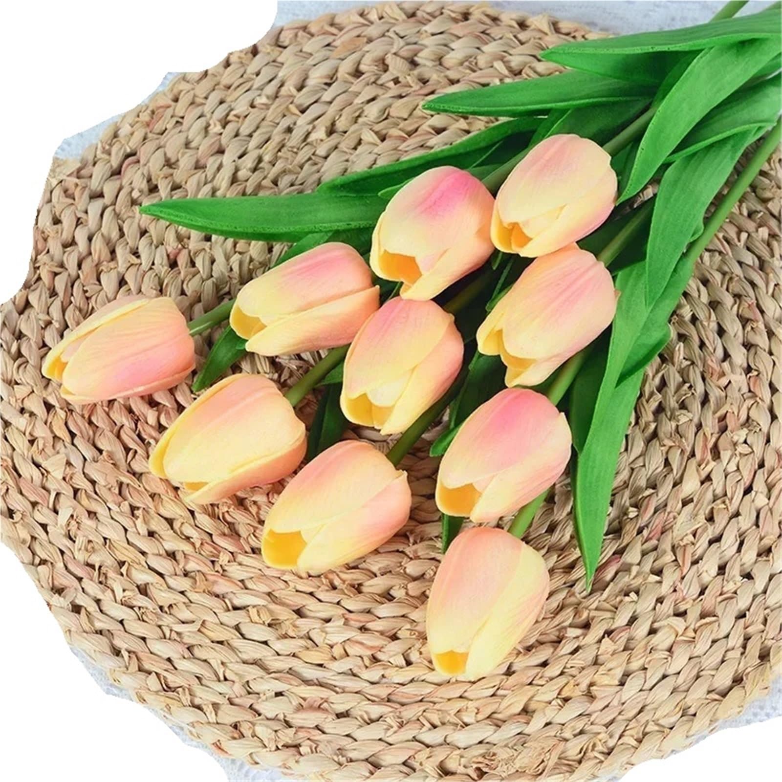 Dcrxz Artificial Flowers 10PCS Artificial Tulip Flower Bouquet Real Touch PE Foam Fake Flower for Wedding Decoration Flowers for Home Garden Decoraive(A-11)