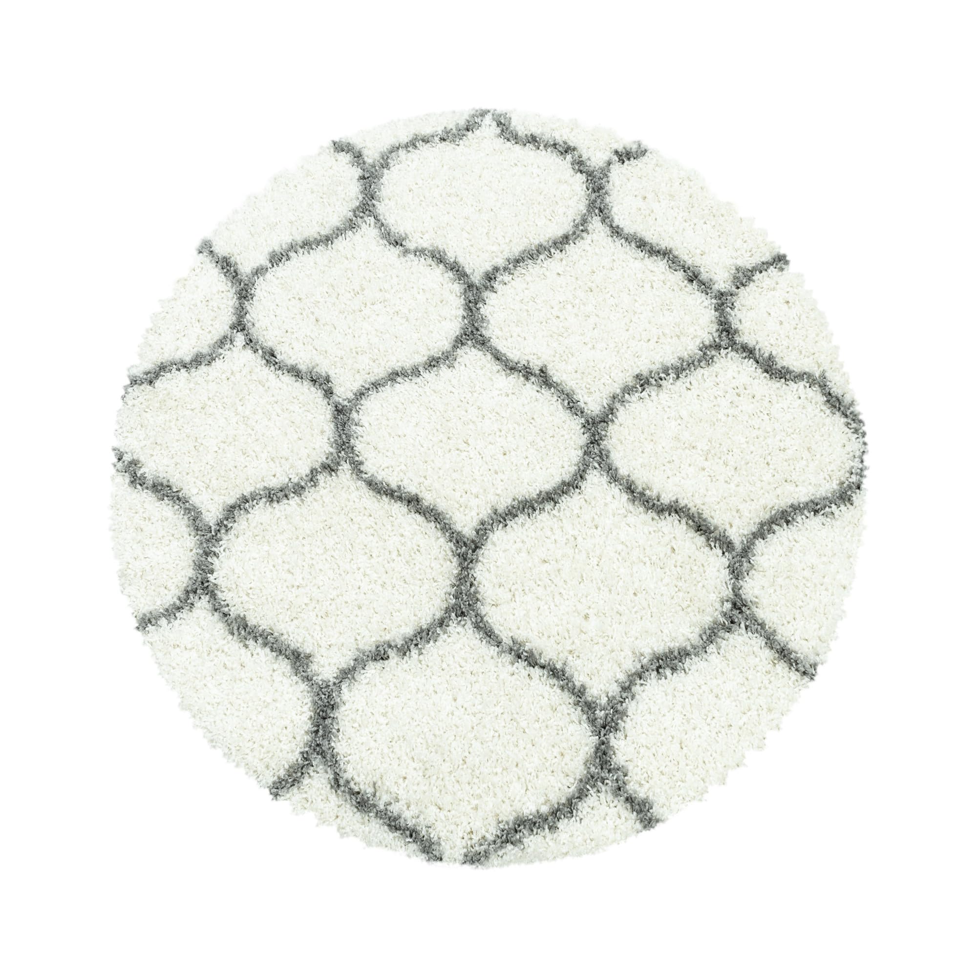 Tapis Shaggy Lavable Crème Ronda 200x200 Anti-Tache Salon et Chambre