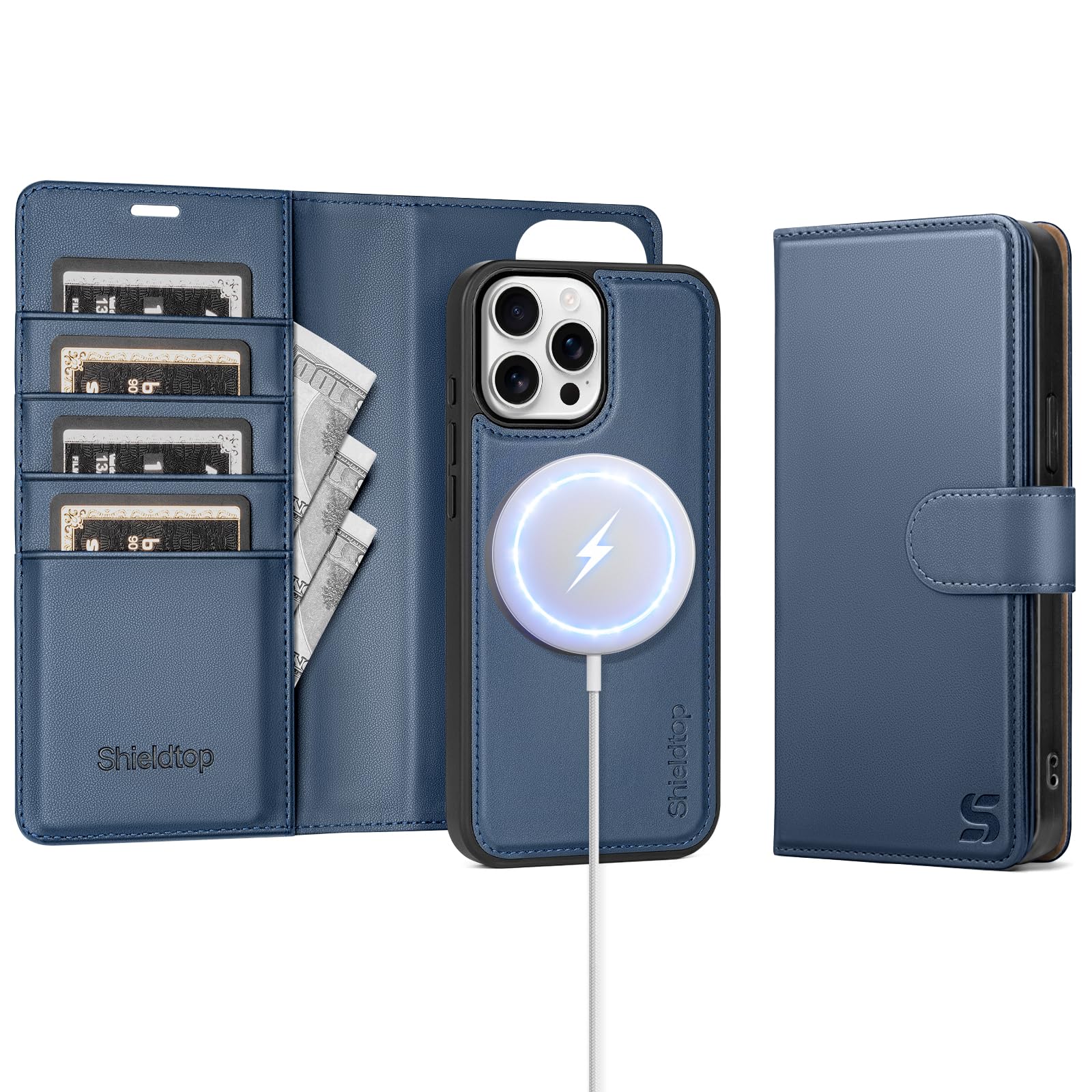 Shieldtop Compatible with Magsafe Magnetic 2 in 1 Detachable iPhone 12 Pro Wallet Case with Card Holder Credit Slots Men Women,PU Leather RFID