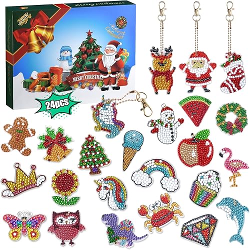 Calendario de Adviento 2023, kits de pintura de diamantes, calendario de Adviento para niños, calendario de cuenta regresiva de Navidad de 24 días,