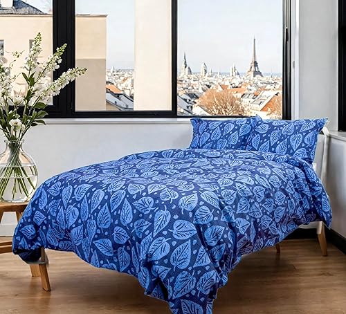 Etavonni Home Batik Leaf Diseño clásico batik con hojas ligeramente escamadas Certificado fabricado en verde por Oeko-Tex Juego de funda de