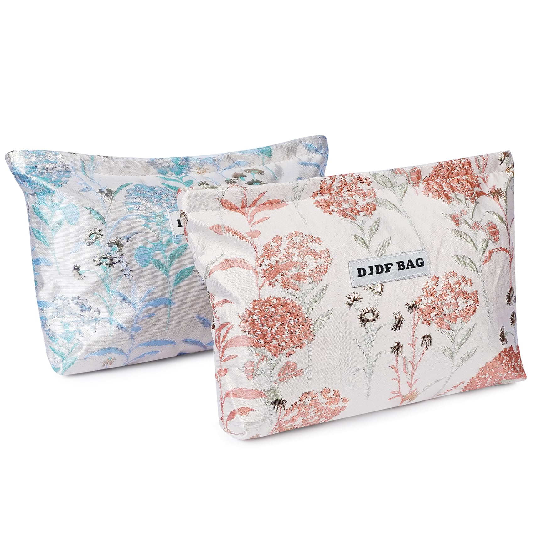 Ekcos2 Pack Makeup Bag for Women, Large Capacity Floral Cosmetic Bag Makeup Bags for Travel Accessories Organizer Storage