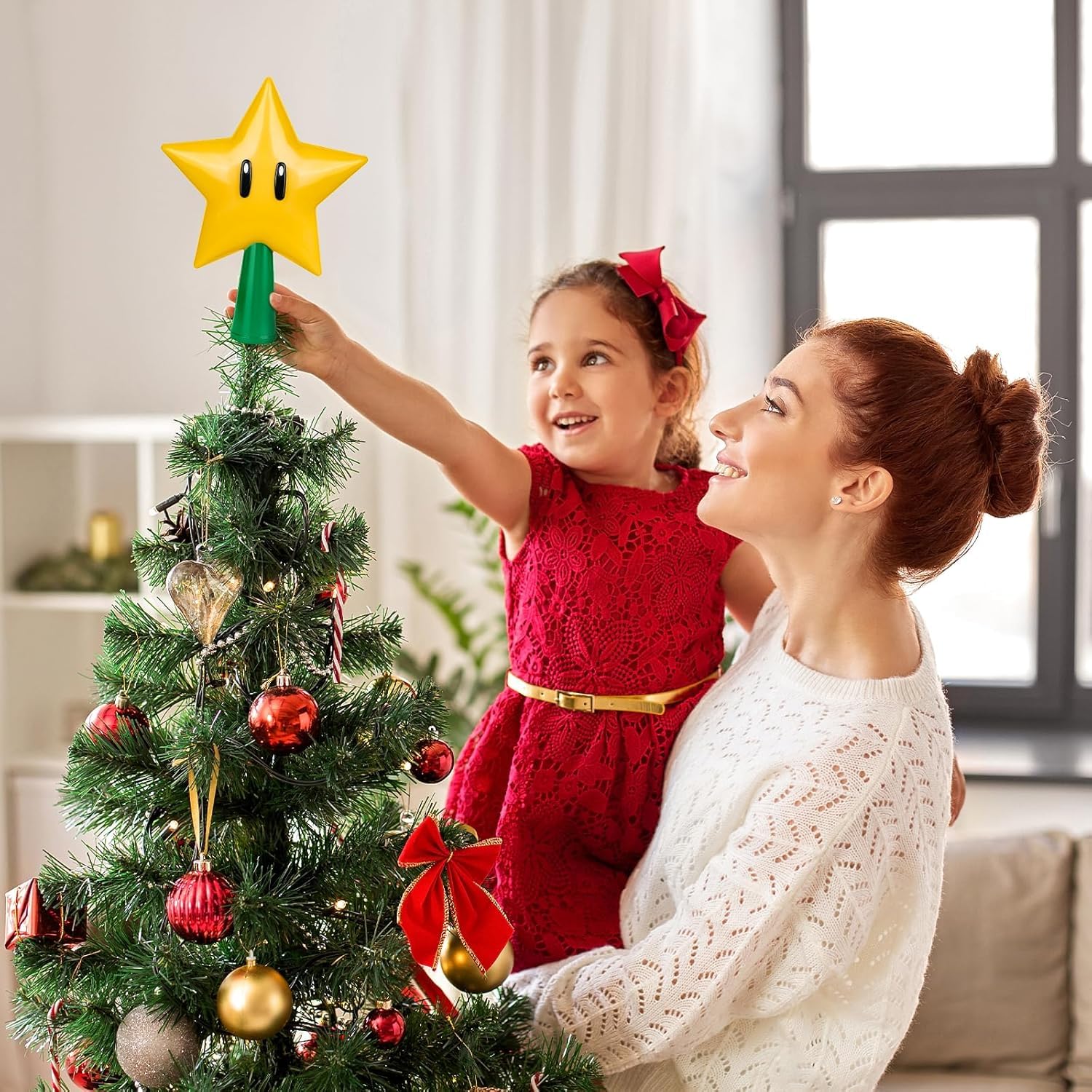 Weihnachtsbaumspitze Mario-Stern – super Dekorationen mit beleuchteter LED: Plug in