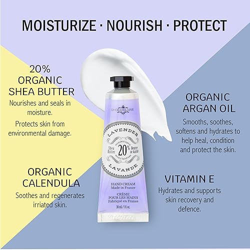 Miniatura 10 de La Chatelaine Juego de regalo de lata de trío crema de manos a base de plantas fabricado en Francia con 20 manteca de karité orgánica y aceite de