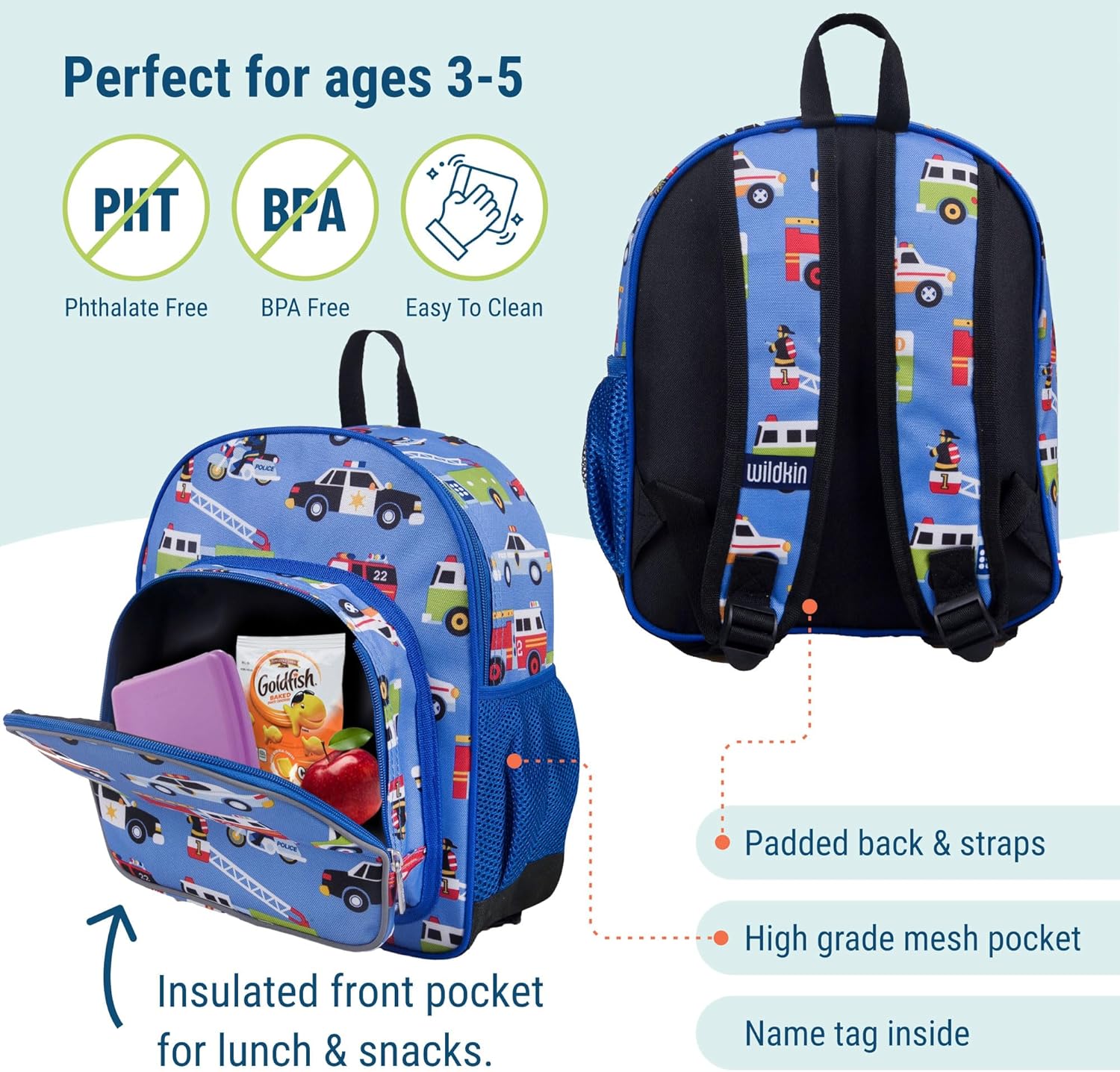 Wildkin 12-inch Kids Backpack – Padded, Adjustable, Ideal for Daycare & Travel - Heroes - Image 3