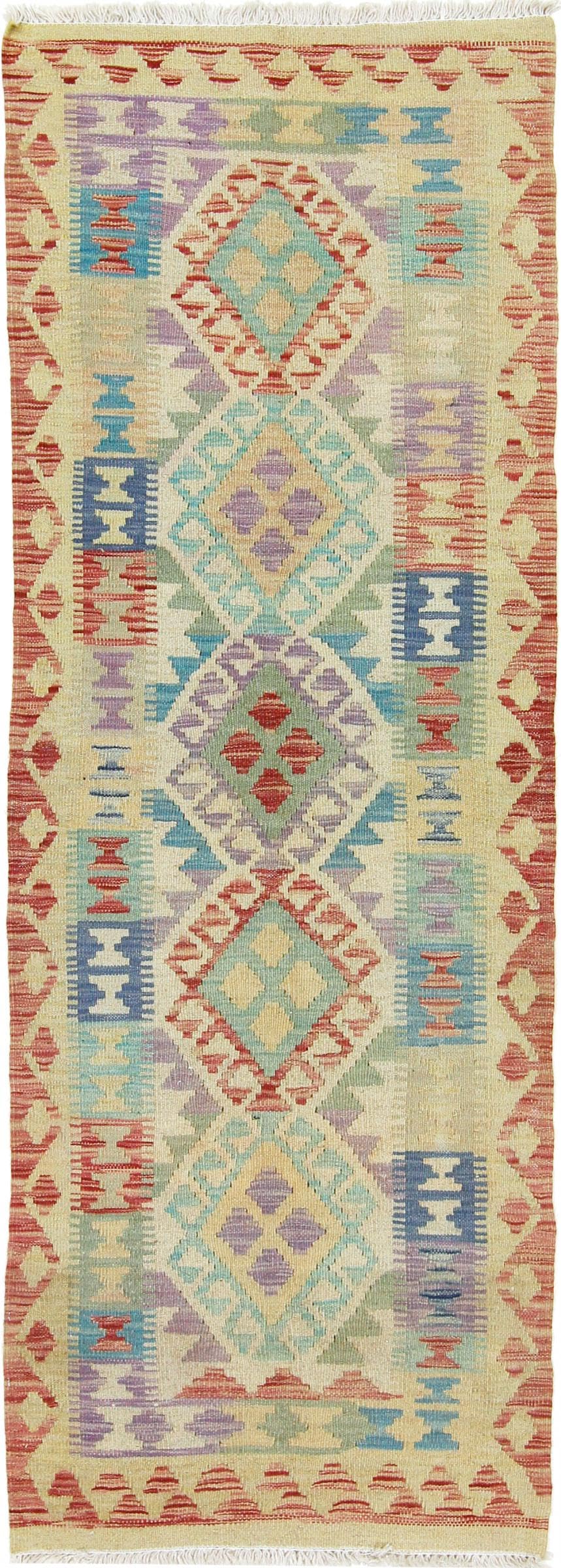 Kilim Afghan tissé à la main, offrez un tapis de course en laine chargé d'histoire orientale