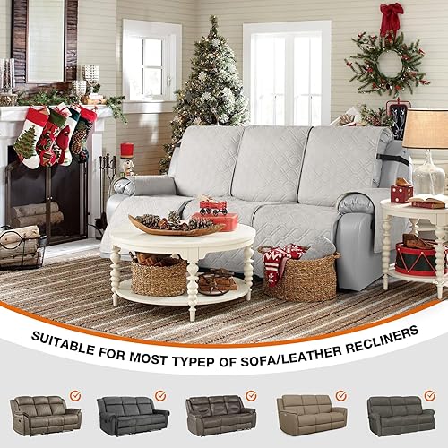 Miniatura 4 de Funda impermeable para sofá reclinable, lavable, funda para sofá reclinable de 1 pieza, protector de muebles con correas elásticas, bolsillo para